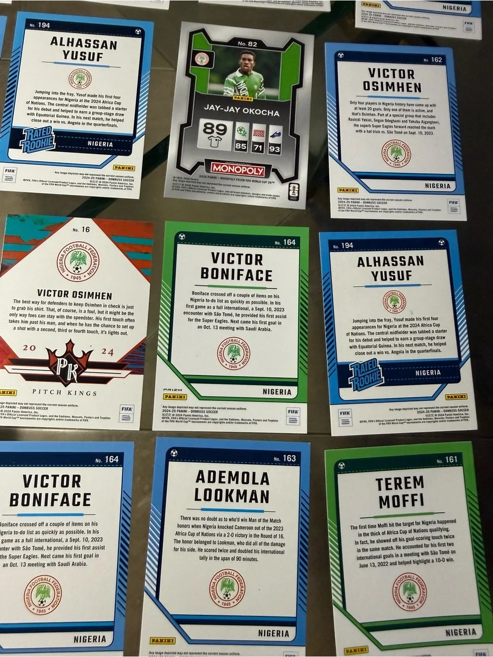 16 Nigeria National Team soccer card lot FIFA World Cup Monopoly.